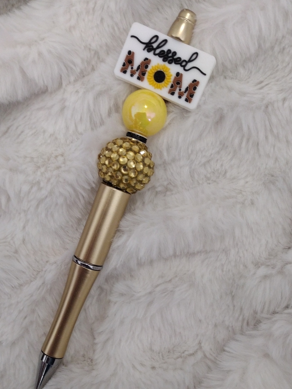 Blessed Mom Decorative Gold and Yellow Ballpoint Pen